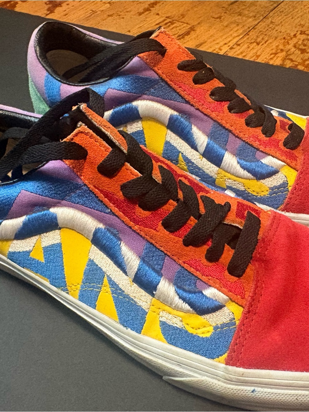 Kids Colorblock Low-Top Sneakers in Red, Blue, Yellow